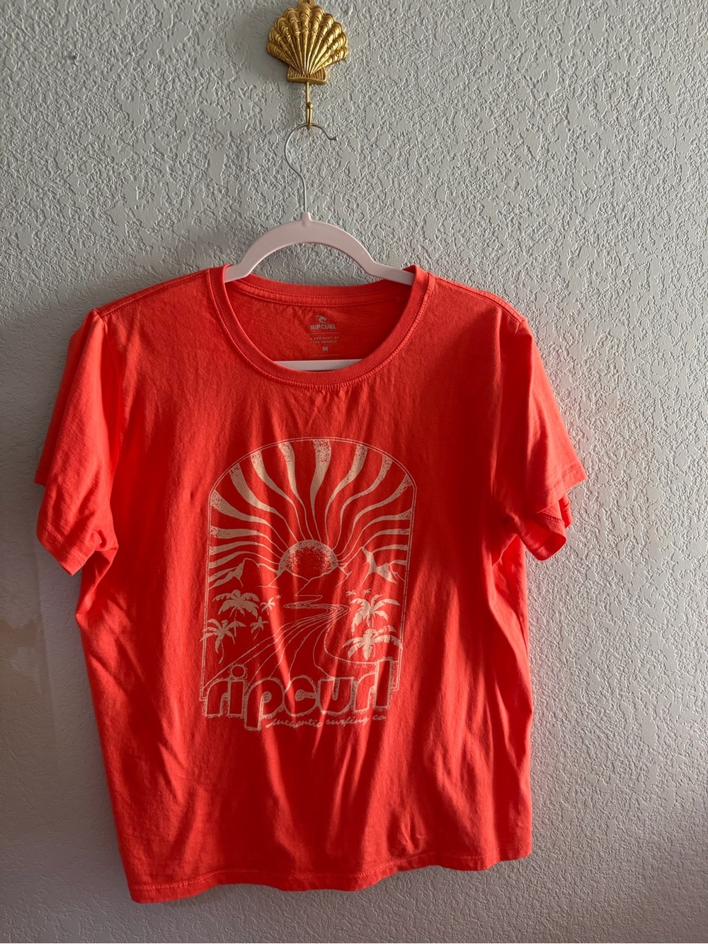 Rip Curl Coral Red Graphic Crew Neck Tee